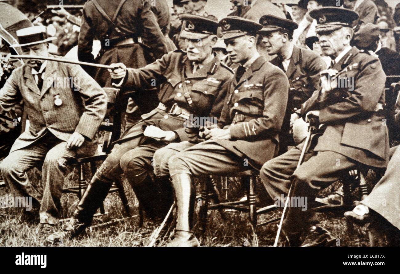 Prince Albert, later King George VI at the National Rifle Association. The Prince is shown seated at the N.R.A's meeting at Bisley. Stock Photo