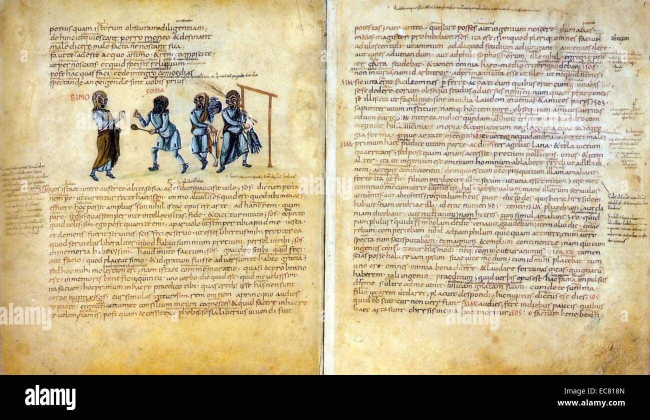 Manuscripts of comedy from writer rismkiot Terenkij, 826 years. Also known as just Terence, he was a comic playwright from the time of the Roman Republic. Stock Photo