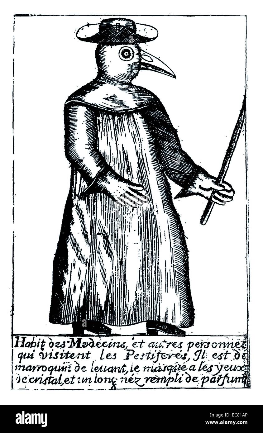 A Plague Doctor; from Jean -Jacques Manget 'Traité de la peste' 1721 Stock Photo