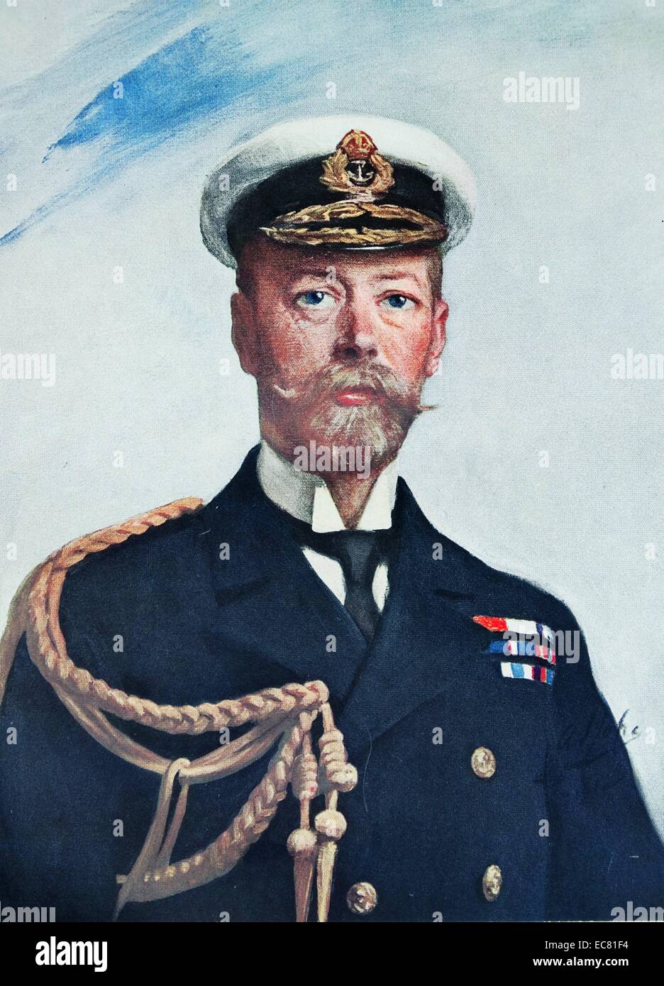 Prince Edward (later King Edward VII of Great Britain) wears his 'Order of the Garter' robes in a colour illustration 1914. Stock Photo
