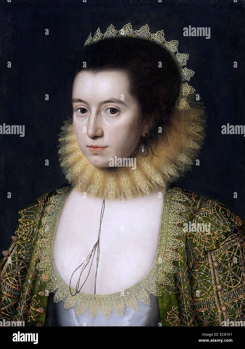 Portrait of Lady Anne Clifford (1590-1676) 14th Baroness de Clifford, Countess of Dorset. By William Larkin (1580-1619) English painter. Dated 1618 Stock Photo