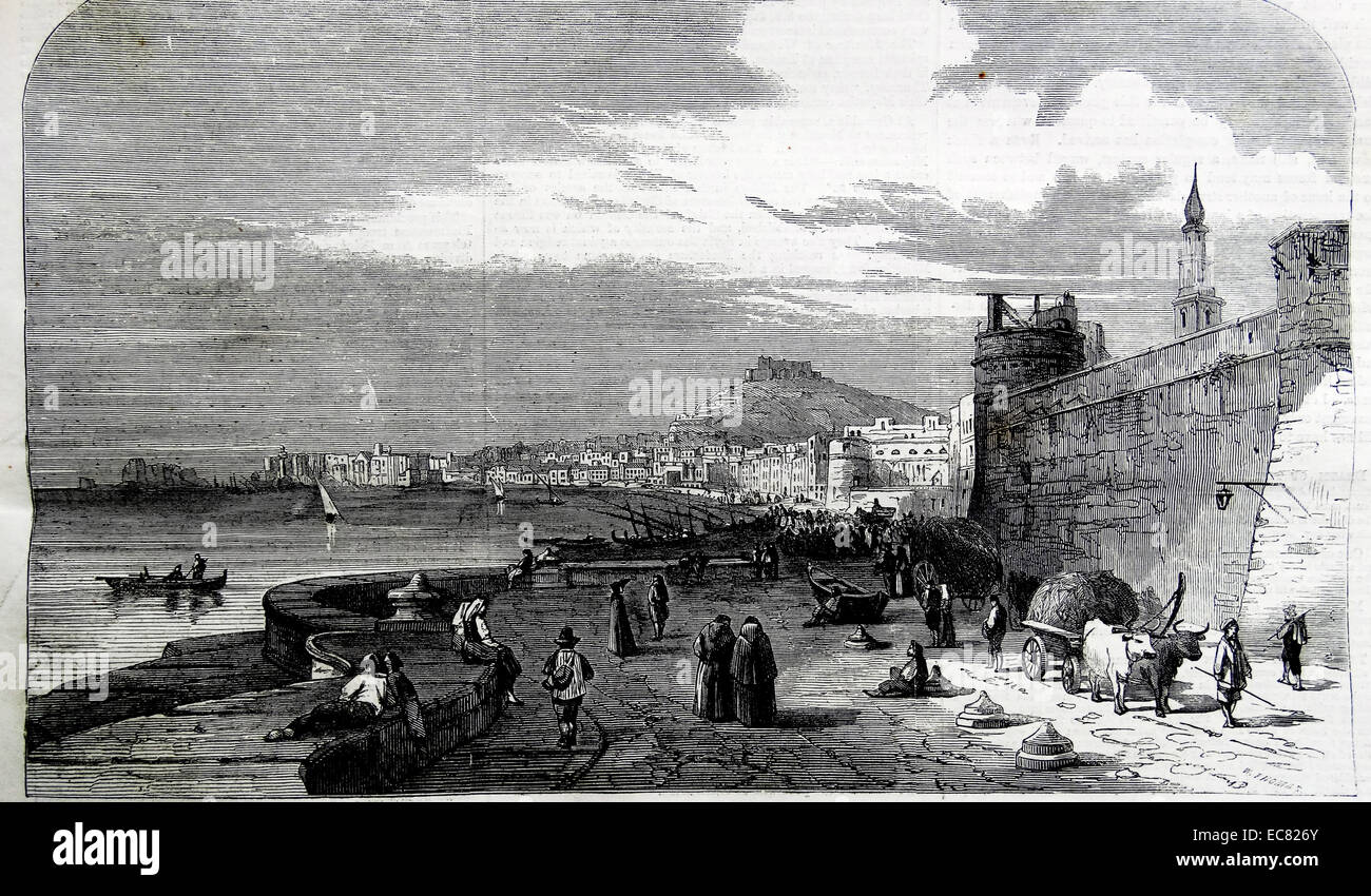Naples from the Castle Del Carmine. From a drawing by S. Read. Stock Photo