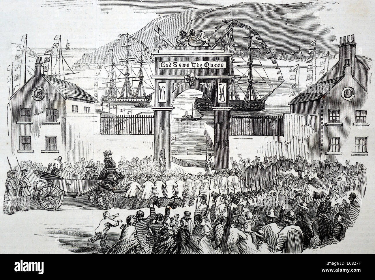 Antique Print 1860 CANADA Prince of Wales at Queens Wharf St Johns Newfoundland