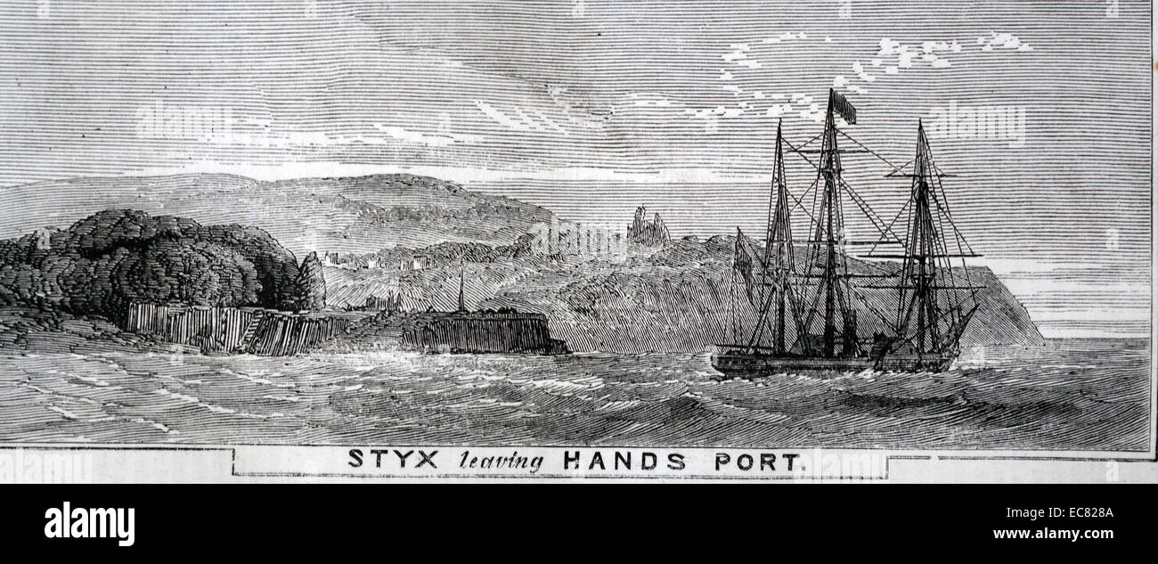 Prince Edward (Edward VII of Britain) on-board the STYX leaving Hands Port; Canada. Stock Photo
