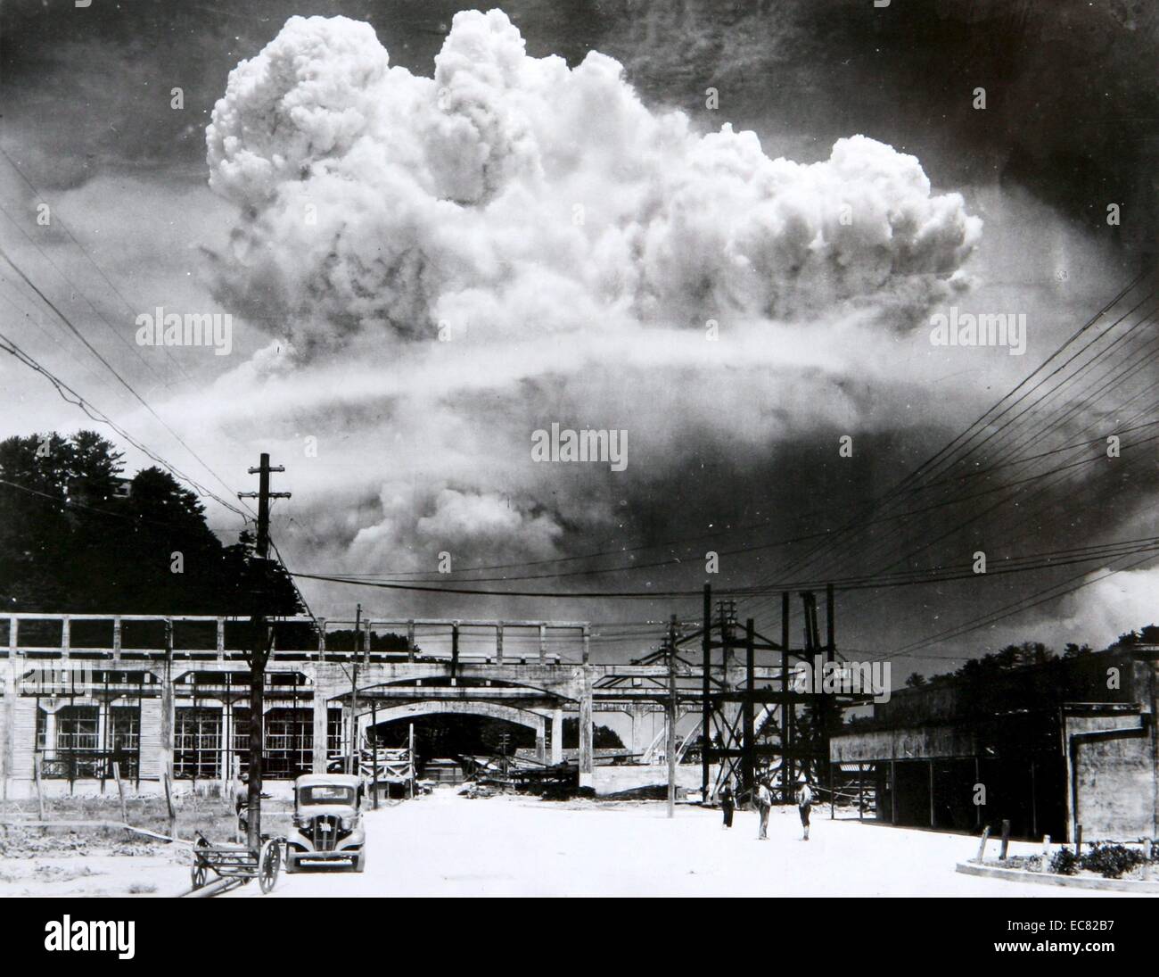 the nuclear bombing of Nagasaki; Japan, 9th August 1945 during world war two. Stock Photo