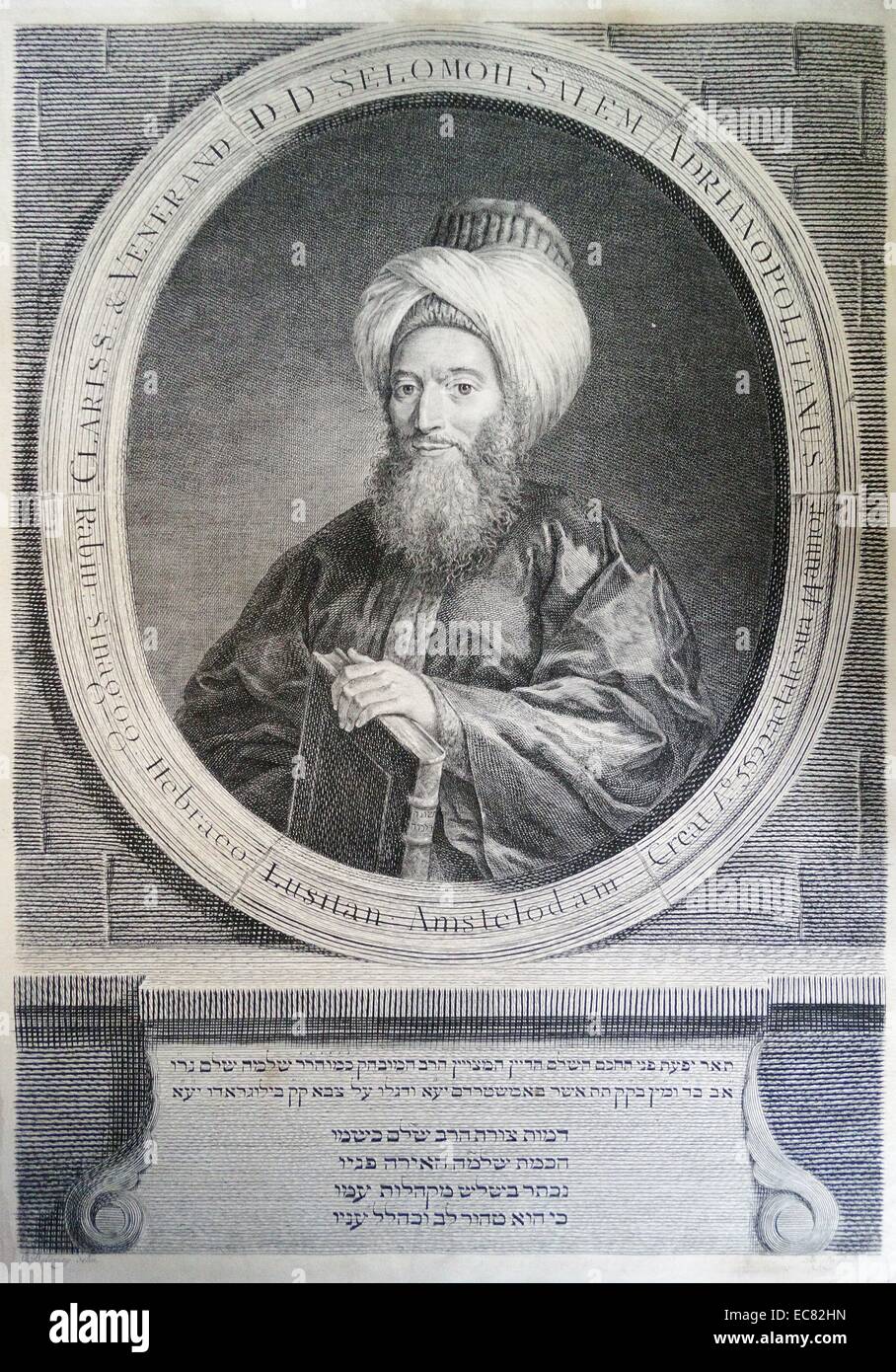 portrait of Rabbi Shlomo Salem 1718-1781, an important (Turkish born) leader of the Sephardi community of Jews in Amsterdam in the 18th century Stock Photo