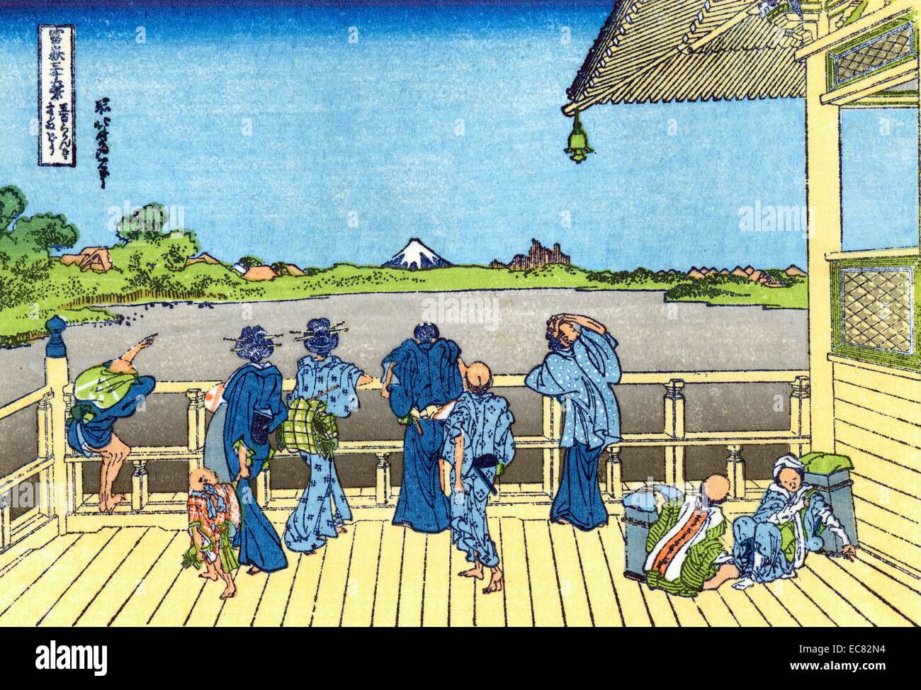 Katsushika Hokusai Fuji-from-the-Platform-of-Sasayedo. Fuji from the Platform of Sasayedo. Part of the series Thirty-six Views of Mount Fuji Stock Photo