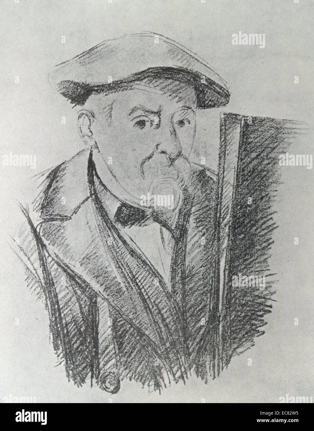 Self-portrait of Paul Cézanne (1839-1906) French artist and Post-Impressionist painter. Dated 1898 Stock Photo