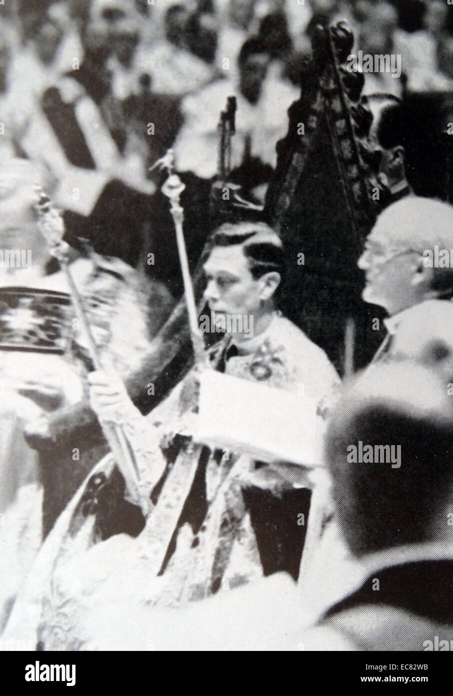 Photograph of King George VI (1895-1952) during his Coronation. Dated 1937 Stock Photo