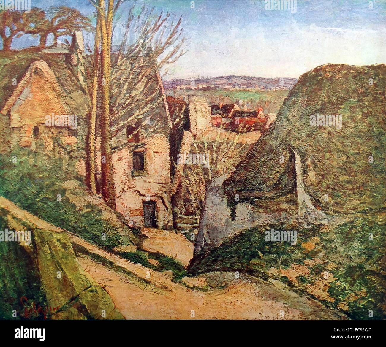 Painting Titled 'The Hanged Man's House' by Paul Cézanne (1839-1906) French artist and Post-Impressionist painter. Dated 1872 Stock Photo