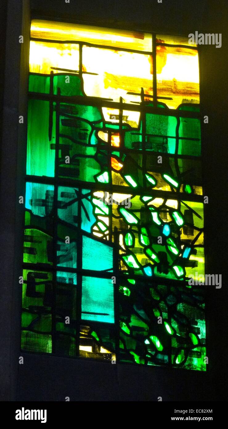 stained glass windows designed by john Piper depict the light of god