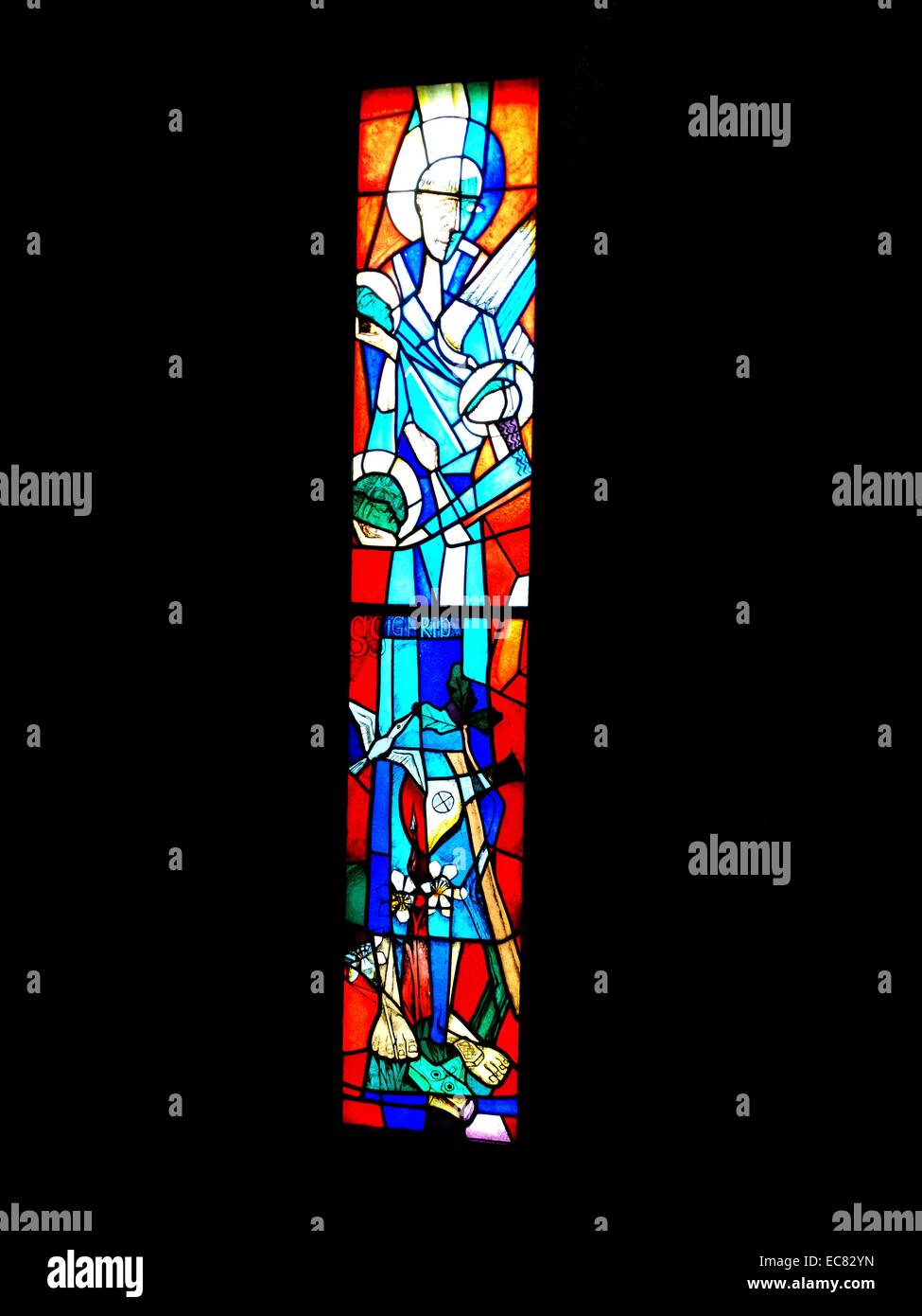 stained glass windows designed by john Piper depict the light of god