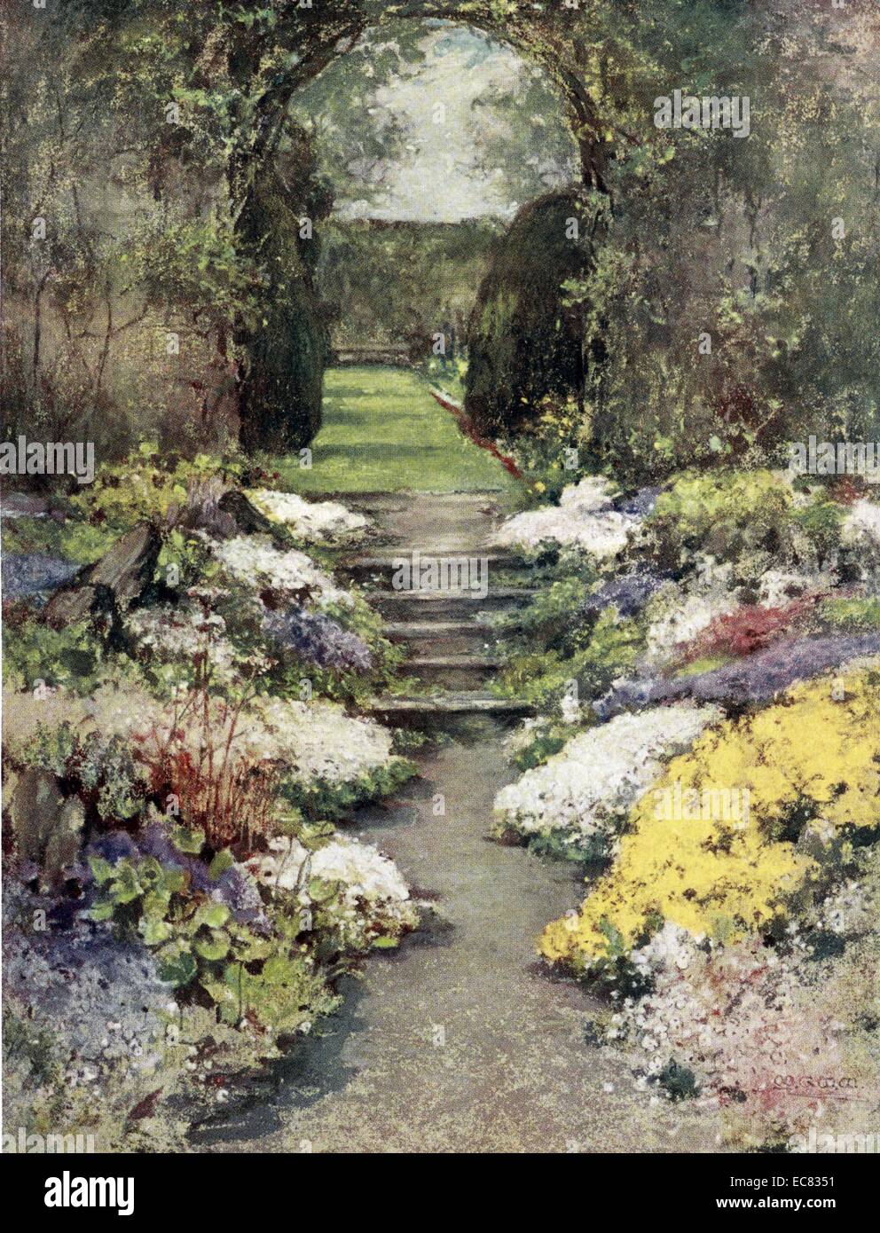 garden at Baberton, Midlothian by Mary G. W. Wilson, 1905 Stock Photo