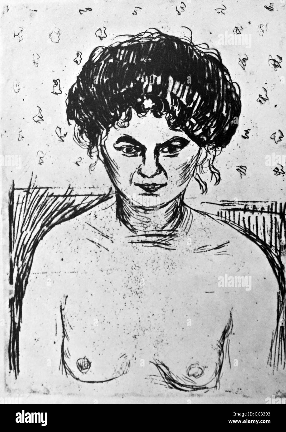 Portrait entitled Female Art by the Norwegian artist Edvard Munch (1863-1944). This work was produced in 1904. Stock Photo