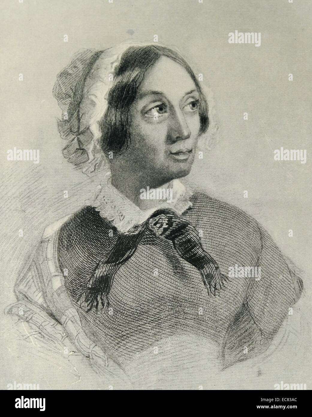 Portrait of Mary Howitt (1799-1888) English poet, and author of the famous poem The Spider and the Fly. Dated 1831 Stock Photo