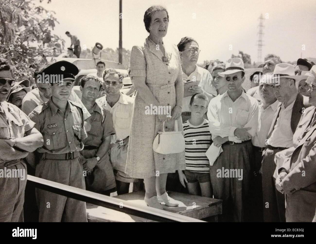 Golda Meir 1898-1978; Israeli politician addresses a crowd in Israel during her period as labour Minister 1949-56 Stock Photo