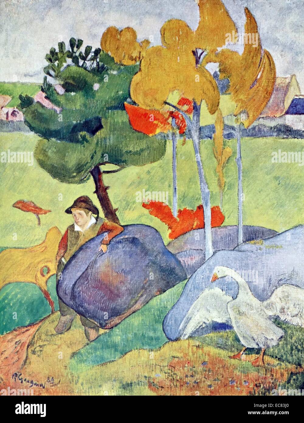 little Breton Boy with a Goose by Paul Gauguin (1848–1903) 1889 Stock Photo