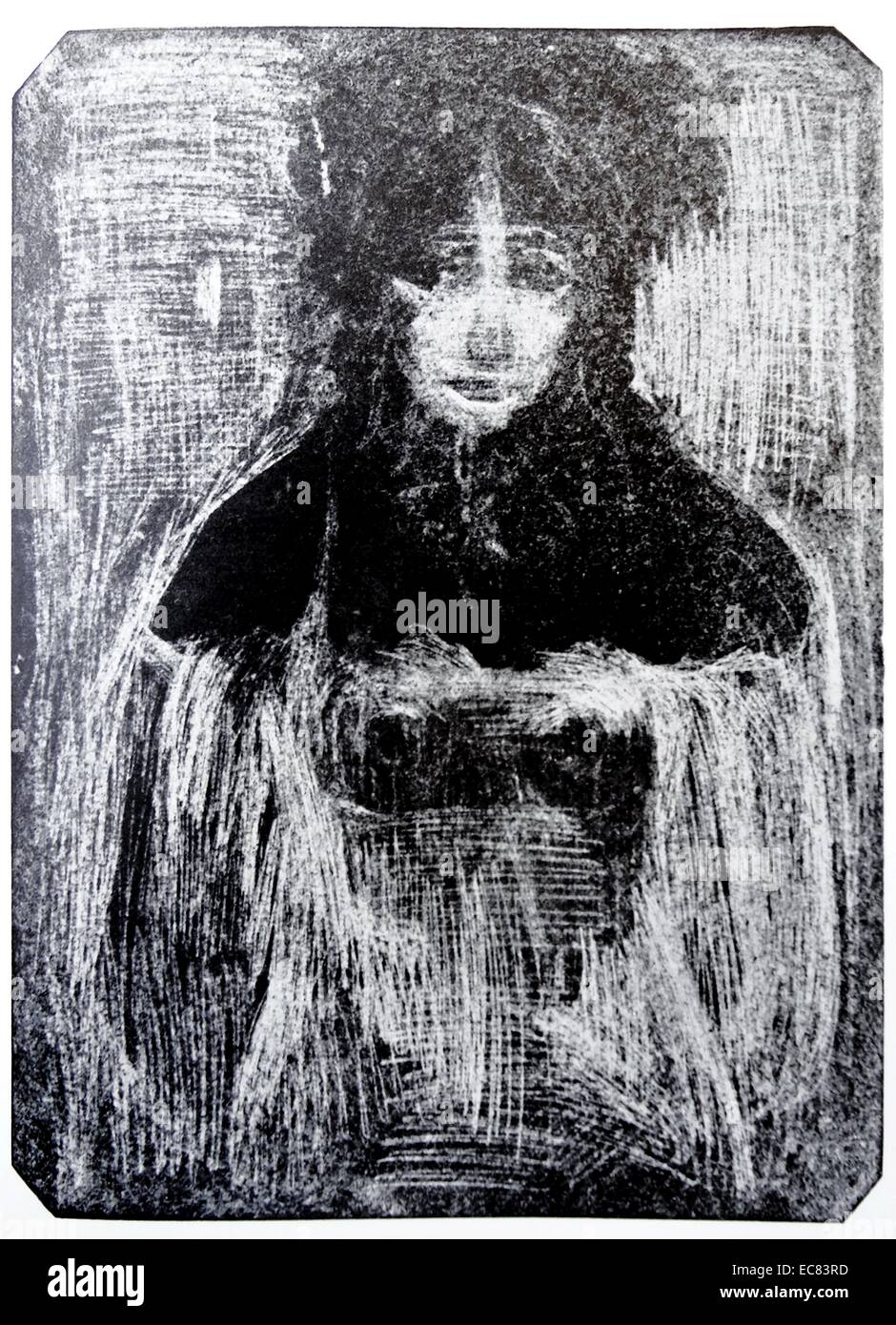 Work entitled Model In Kapuze And Collar by the Norwegian artist Edvard Munch (1863-1944), This work was produced in 1897. Stock Photo