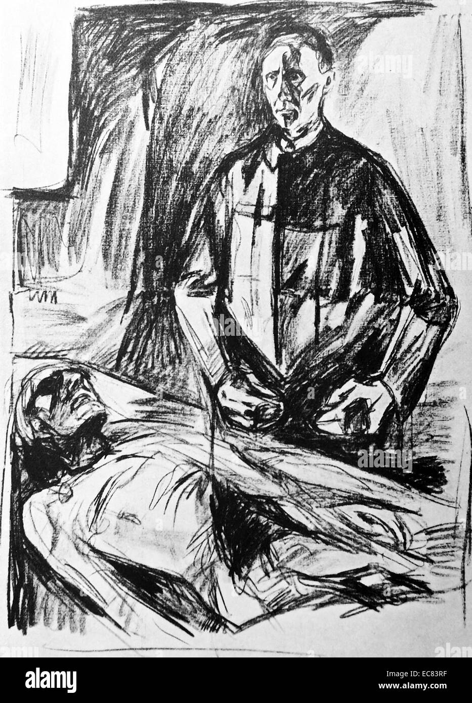 Marat's Death - (Prof. Schreiner and Munch's life) by the Norwegian artist Edvard Munch (1863-1944). This work was produced in 1930. Stock Photo