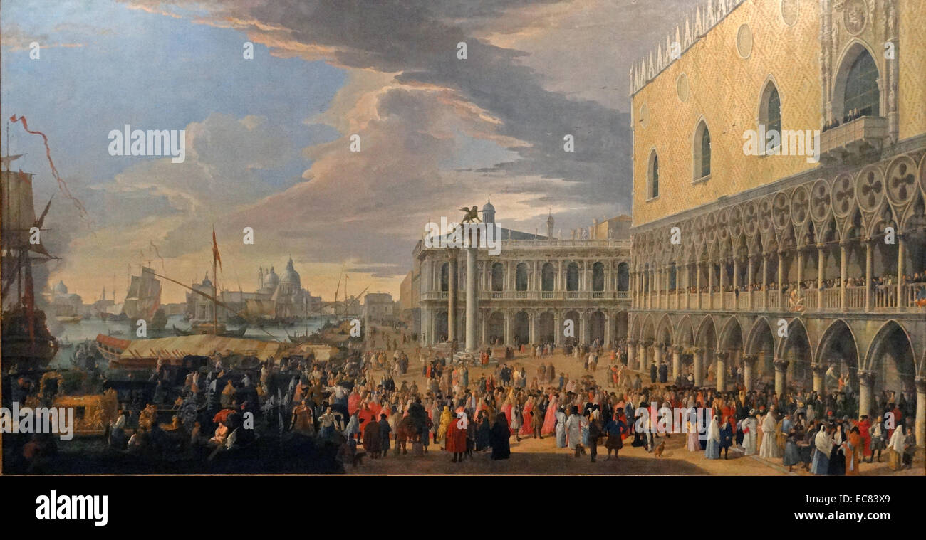 The arrival of the fourth Earl of Manchester in Venice in 1707 by Luca Carlevaris (1665-1731) Stock Photo
