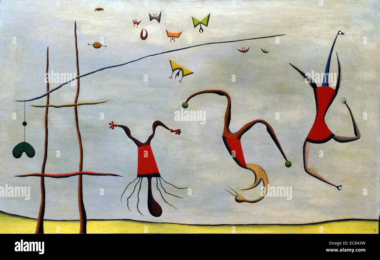 The Jumping Three by Desmond Morris (born 1928); oil on canvas. Stock Photo