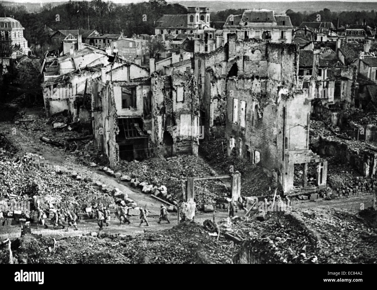 Verdun in ruins; world war one 1916 Stock Photo