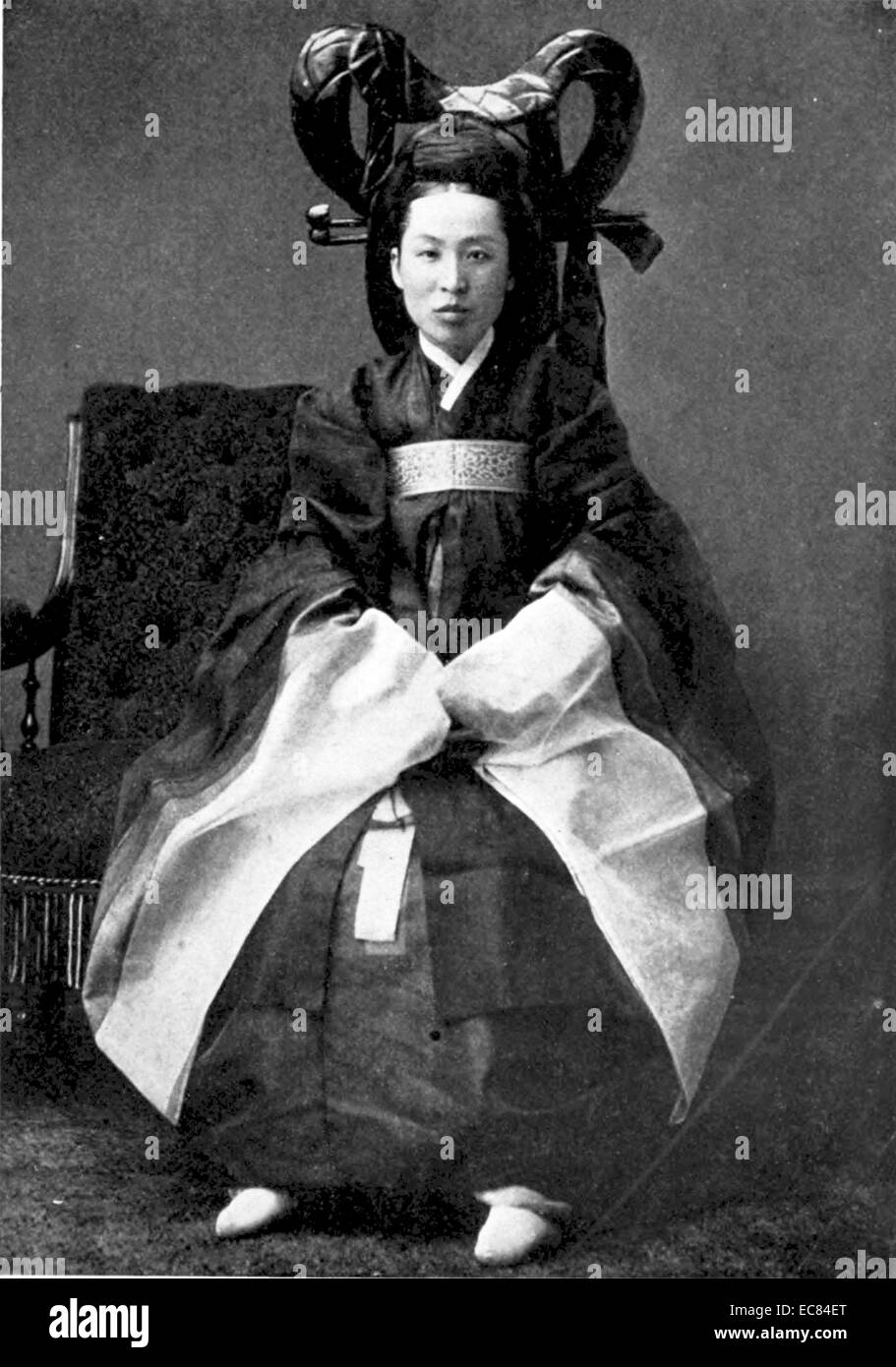 Photograph of a Ladys maid in the Korean emperor's court thought by many to be Myeongseong Queen Min (1851-1895). Dated 1873 Stock Photo