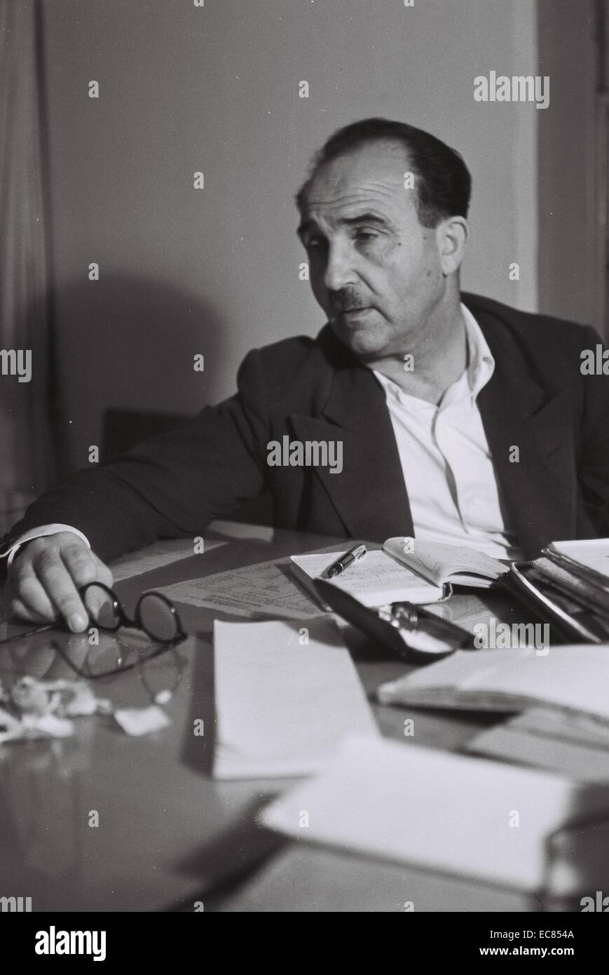 Photograph of Levi Eshkol (1895-1969) Prime Minister of Israel until his heart attack in 1969. He was the first Israeli Prime Minister to die in office. Dated 1963 Stock Photo