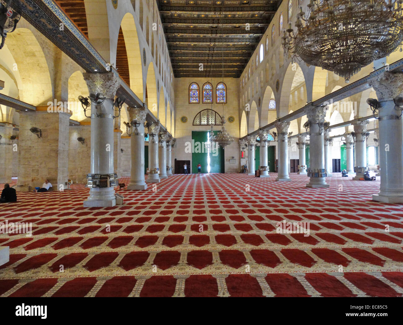 Prayer mat in the Al-Aqsa Mosque: the third holiest site in Islam and is located in the Old City of Jerusalem. Stock Photo
