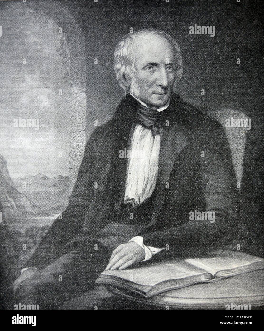 Portrait of William Wordsworth (1770-1850) was a major English Romantic poet who, with Samuel Taylor Coleridge, helped to launch the Romantic Age in English literature with the 1798 joint publication Lyrical Ballads. Dated 16th century. Stock Photo