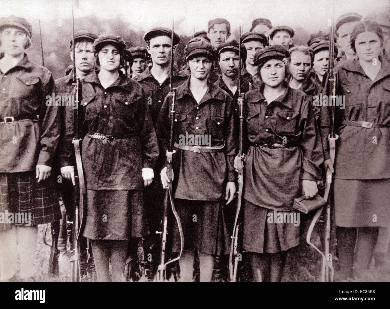 Soviet Russian women soldiers circa 1922 Stock Photo