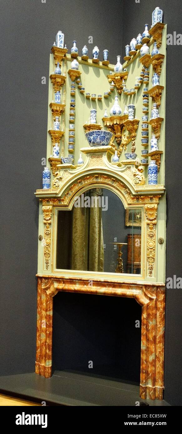 Corner Chimneypiece most likely from the house of one of Williem III's courtiers in the Hague. Dated 18th Century Stock Photo