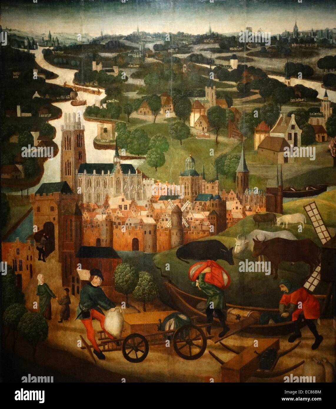 Painting depicting Saint Elizabeth's Day Flood painted by Master of the Saint Elizabeth Panels. Dated 15th Century Stock Photo