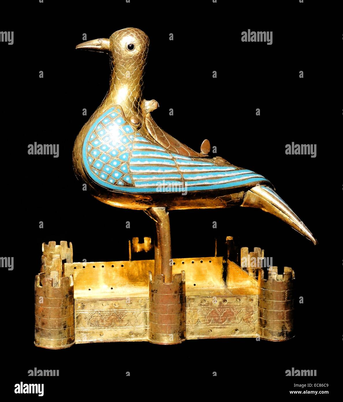 Gilded Cooper Dove. Dated 13th Century Stock Photo