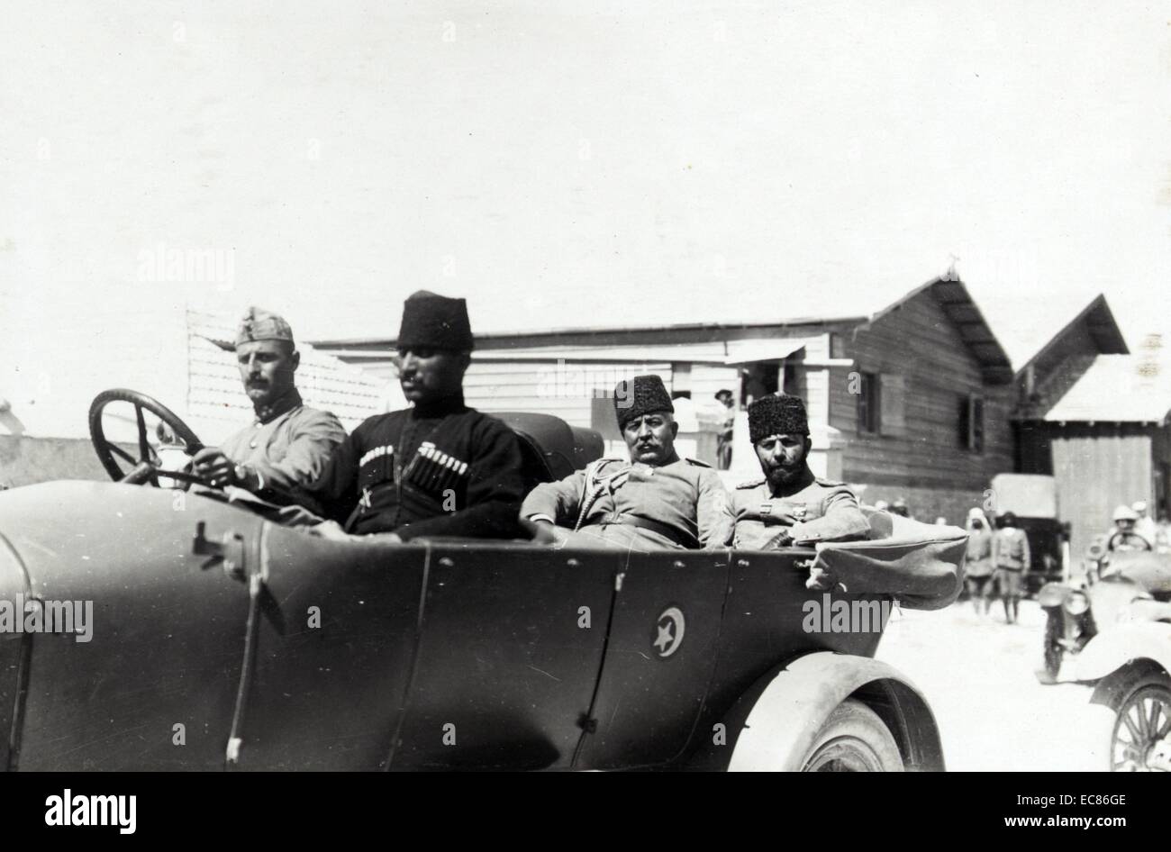 Photograph of Izzat Pasha and Jamal Pasha, Ottoman Turkish military commanders in Palestine. Dated 1917 Stock Photo