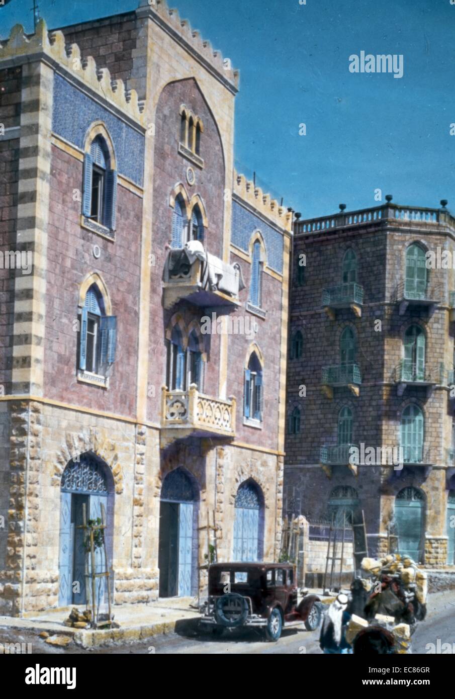Colour photograph of Apartments on Jaffa Road, Jerusalem. Dated 1930 Stock Photo