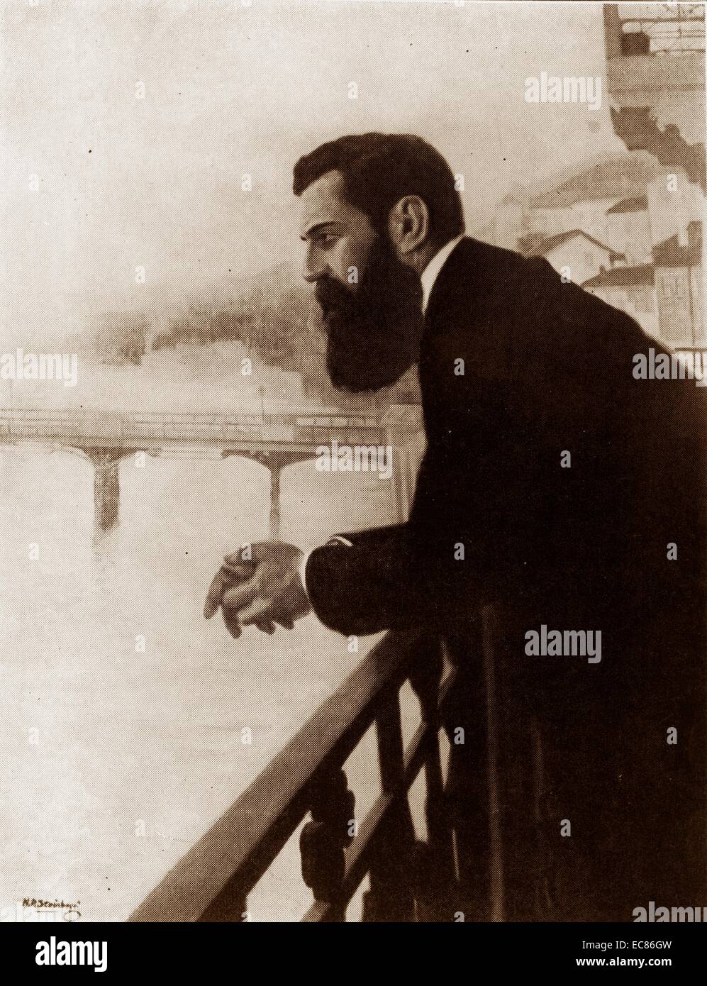 Photograph of Theodor Herzl (1860-1904) Austro-Hungarian journalist, playwright, political activist and writer. Dated 1900 Stock Photo