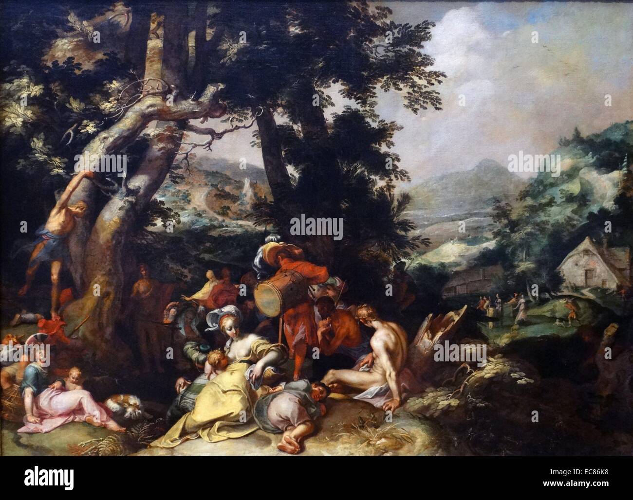 Painting titled 'The Preaching of Saint John the Baptist' painted by Abraham Bloemaert (1564-1651) Dutch painter. Dated 17th Century Stock Photo