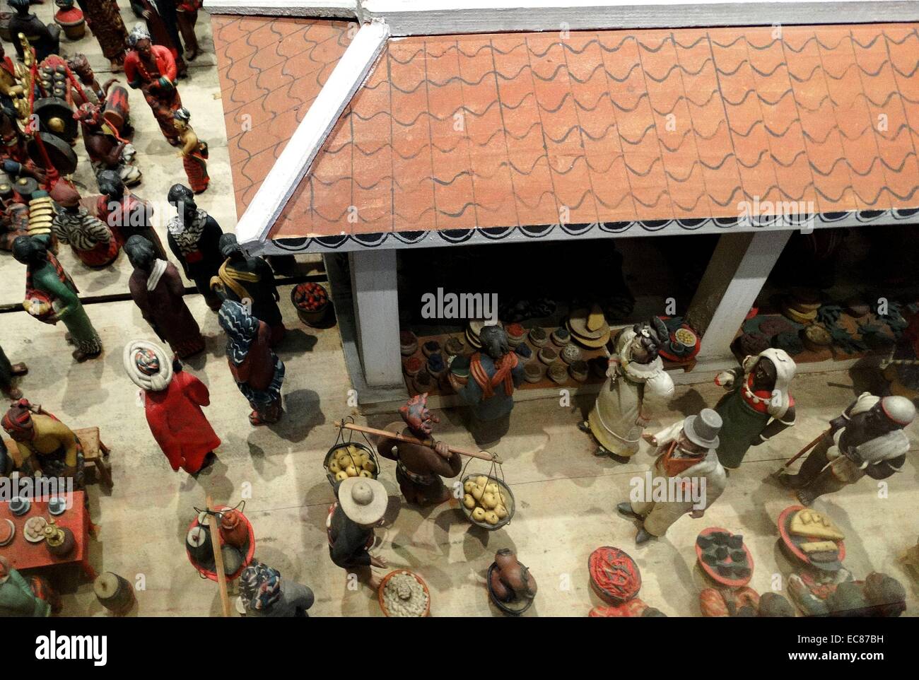 Image showcasing Model of a Javanese Marketplace created from bread dough, Paint, metal ...