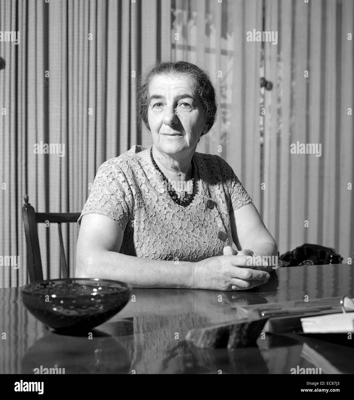 Photograph of Golda Meir (1898-1978) politician and the fourth Prime Minister of Israel. Photographed as Foreign Minister. Dated 1964 Stock Photo