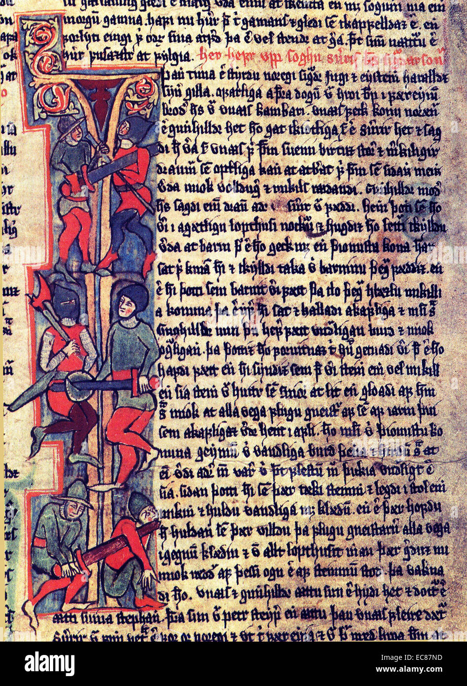 The Flateyjarbók, a collection of manuscripts of the Icelandic Sagas. Dated 14th Century Stock Photo