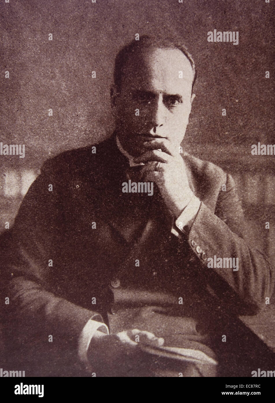 Photograph of Benito Ailcare Andrea Mussolini (1883-1945) Italian politician, journalist, and leader of the National Fascist Party, ruling the country as Prime Minister from 1922 until his ousting in 1943. Dated 1922 Stock Photo