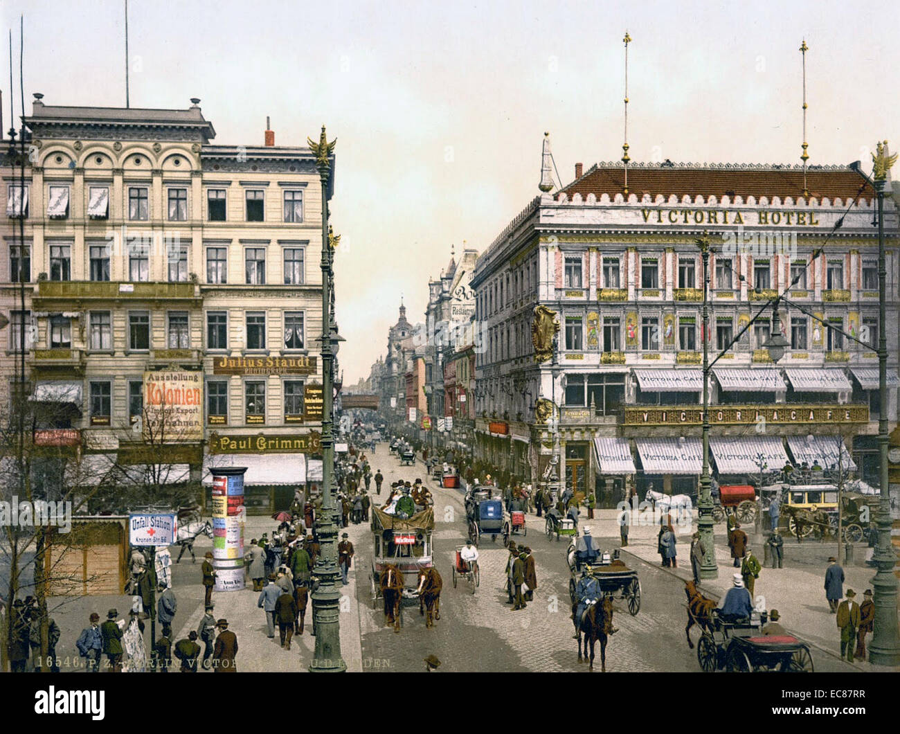 Illustration of the Victoria Hotel, Unter den Linden, Berlin, Germany. Dated 1895 Stock Photo