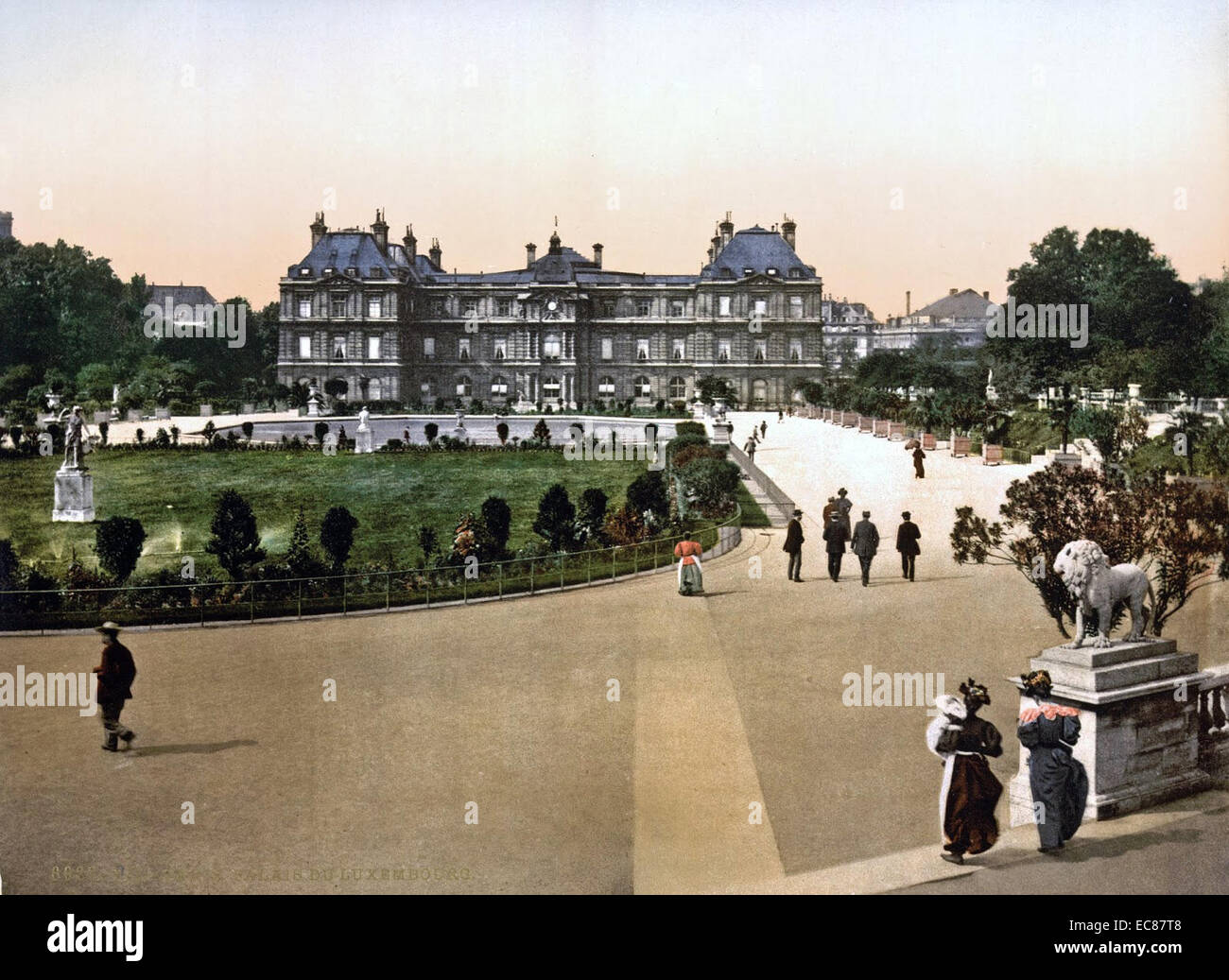 Colour photograph of The Luxembourg Palace & Gardens, Paris, France. Dated 1895 Stock Photo