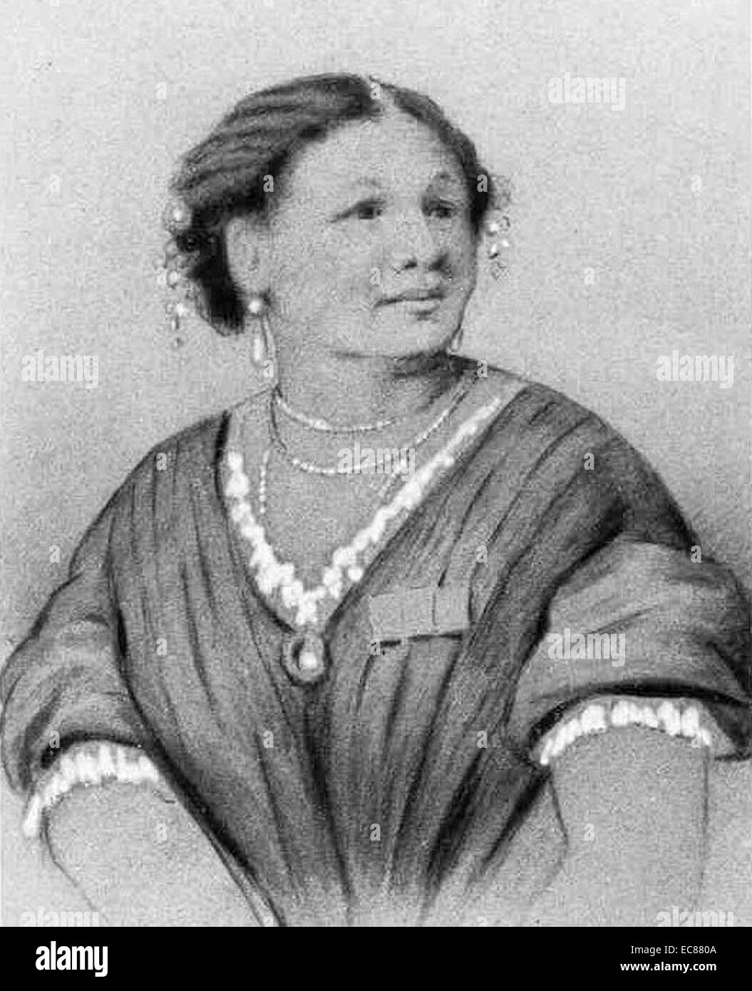 Portrait of Mary Jane Seacole (1805-1881), Jamaican-born woman of Scottish and Creole descent who set up a 'British Hotel' behind the lines during the Crimean War. Dated 1870 Stock Photo