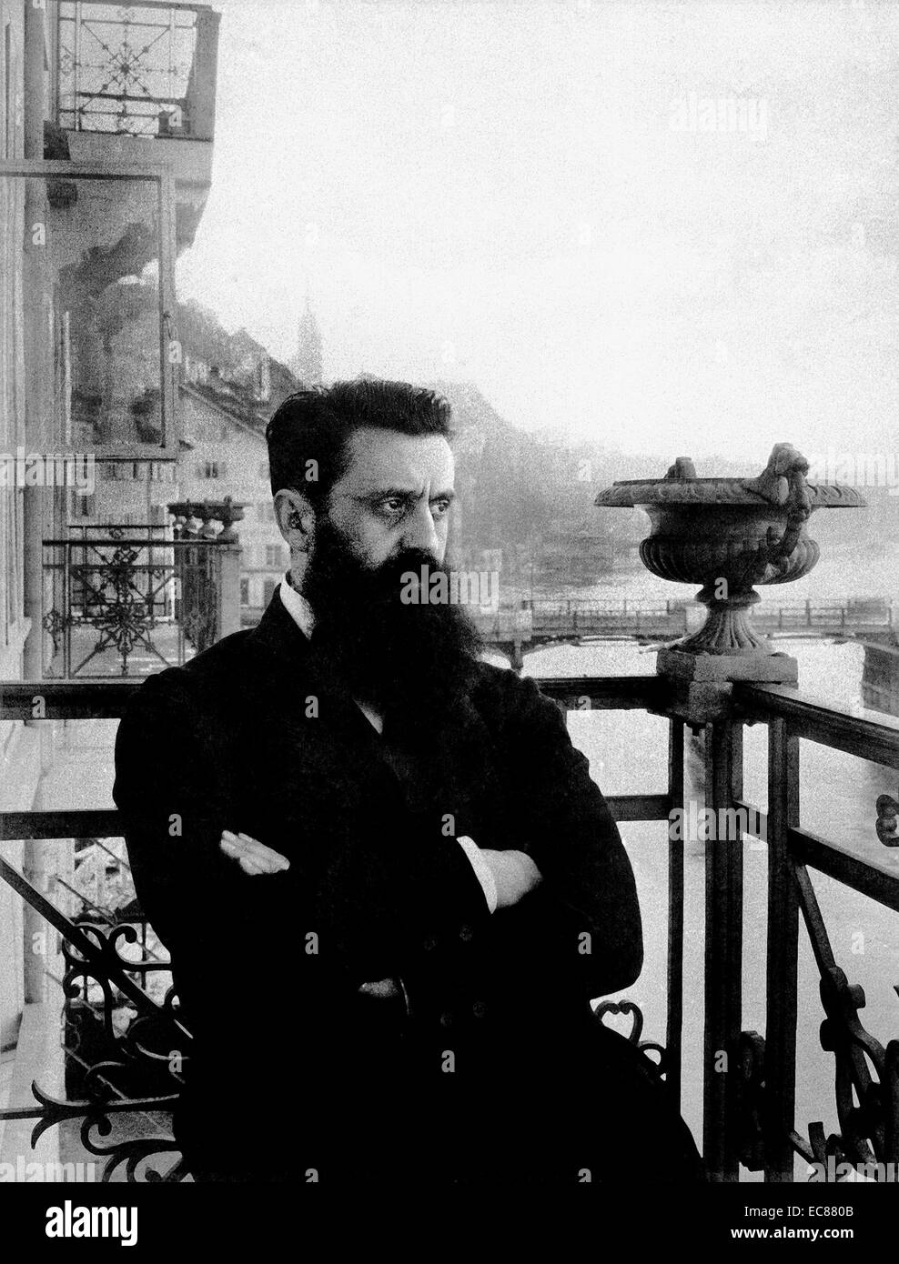 Photograph of Theodor Herzl (1860-1904) Austro-Hungarian journalist, playwright, political activist and writer. Dated 1900 Stock Photo