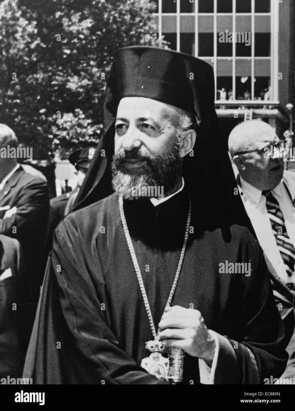 Photograph of Makarios III (1913-1977) archbishop and primate of the Orthodox Church of Cyprus and the first President of the Republic of Cyprus. Dated 1970 Stock Photo
