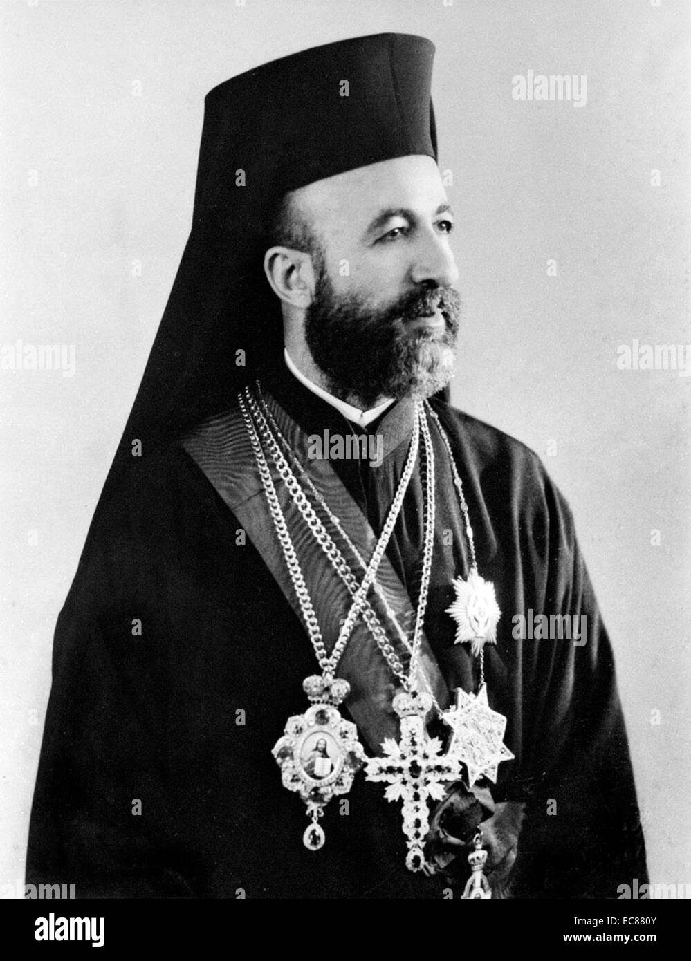 Photograph of Makarios III (1913-1977) archbishop and primate of the Orthodox Church of Cyprus and the first President of the Republic of Cyprus. Dated 1970 Stock Photo