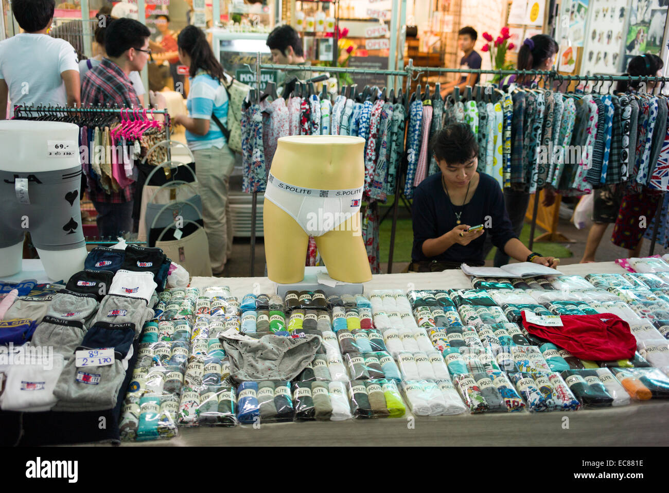 Underwear shop at Chatuchak weekend market, Bangkok, Thailand