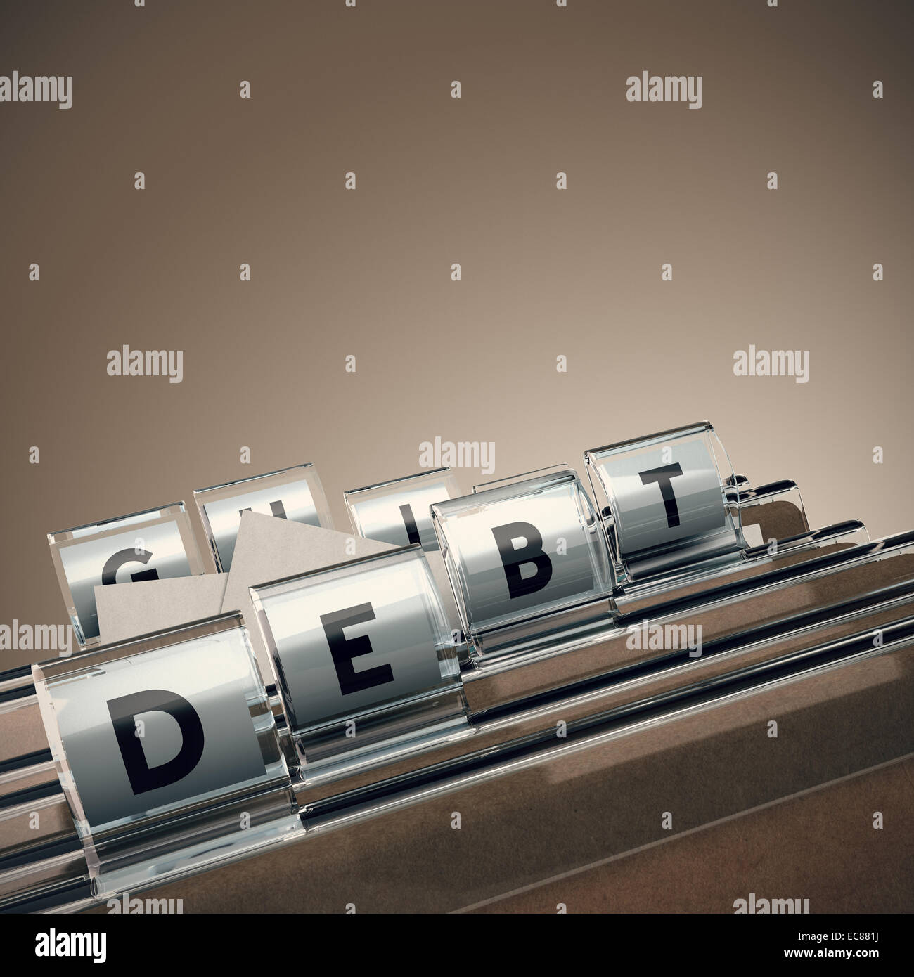 folder with the word debt with blur effect and perspective Stock Photo ...